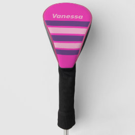 Retro Pink Sky Across Striping with Name Golf Headcover