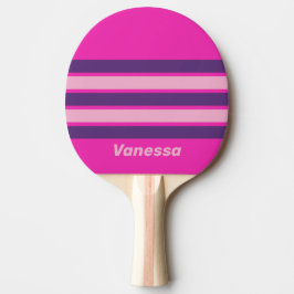 Retro Pink Sky Across Striping with Name Tischtennis Schläger