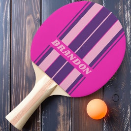 Retro Pink Sky Board Streifen mit Namen Tischtennis Schläger