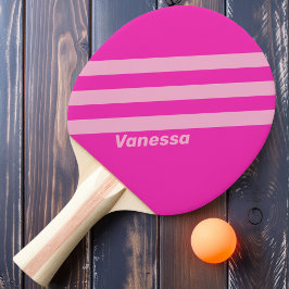 Retro Pink Sky Drei Streifen mit Namen Tischtennis Schläger