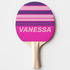 Retro Pink Sky Horizon Striping with Name Tischtennis Schläger