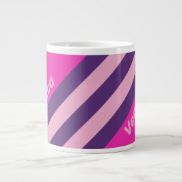 Retro Pink Sky Stripes with Name Jumbo-Tasse