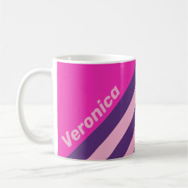 Retro Pink Sky Stripes with Name Kaffeetasse