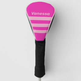 Retro Pink Sky Three Across Striping with Name Golf Headcover
