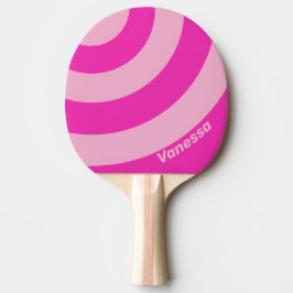 Retro Pink Sky Three Circle Stripe with Name Tischtennis Schläger
