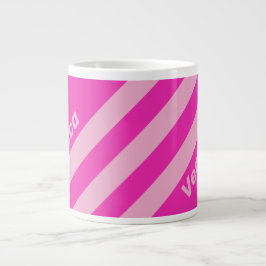 Retro Pink Sky Three Stripes with Name Jumbo-Tasse