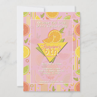 Retro Pink Sommer Zitrusfrucht Geburtstag Einladung