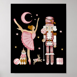 Retro Pink Sugar Plum Fairy Nutcracker Weihnachten Poster