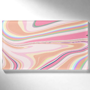 Retro Pink Swirl Liquid Painting Ästhetische Gesta Namenschild