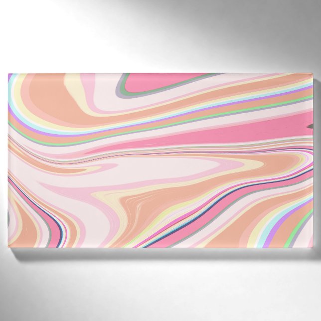 Retro Pink Swirl Liquid Painting Ästhetische Gesta Namenschild (Vorderseite)