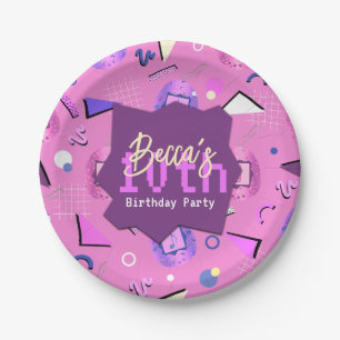 Retro Pink Tamagotchi Geburtstag Pappteller