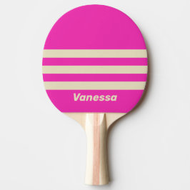 Retro Pink Three Across Striping with Name Tischtennis Schläger