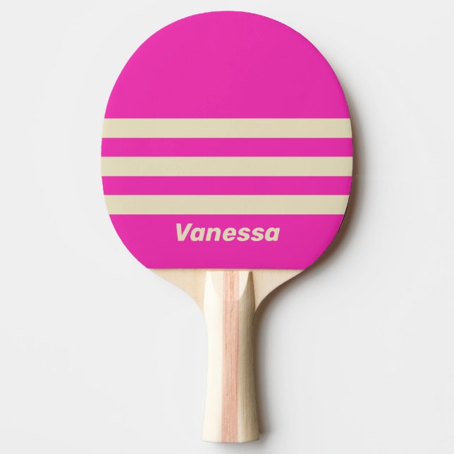 Retro Pink Three Across Striping with Name Tischtennis Schläger (Vorderseite)