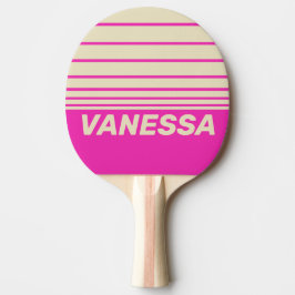 Retro Pink Three Horizon Striping with Name Tischtennis Schläger