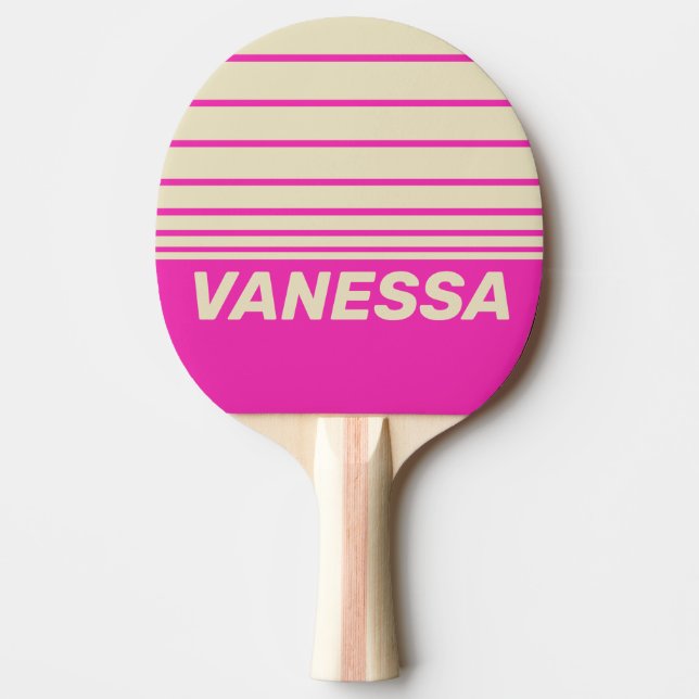 Retro Pink Three Horizon Striping with Name Tischtennis Schläger (Vorderseite)