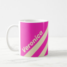 Retro Pink Three Stripes with Name Kaffeetasse