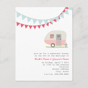 Retro Pink Trailer Probe Abendessen Einladung