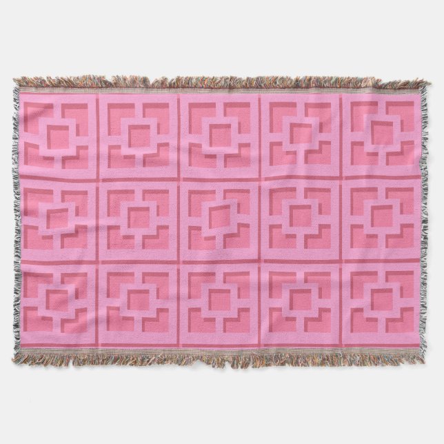 Retro Pink Trellis Throw Blanket Decke (Vorderseite)
