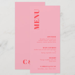 Retro Pink Trendy Wedding Menu Menükarte