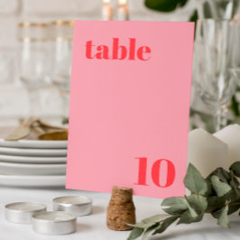 Retro Pink Trendy Wedding Tischnummer
