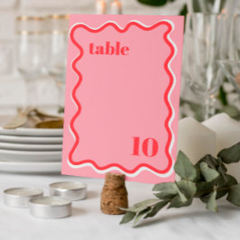 Retro Pink Trendy Wedding Tischnummer