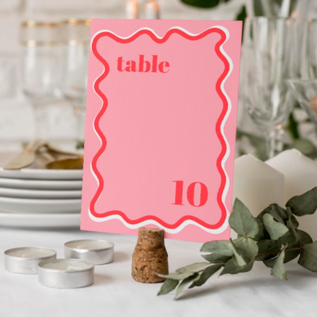 Retro Pink Trendy Wedding Tischnummer (Von Creator hochgeladen)