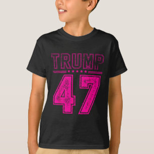 Retro Pink Trump 47 Präsident USA Flag für Trump T-Shirt