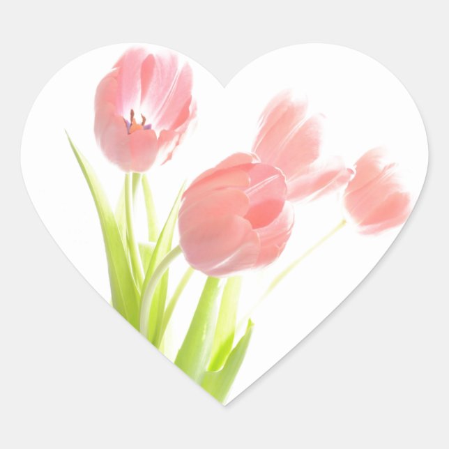 Retro Pink Tulpe Blume Scrapbook Herz-Aufkleber (Vorderseite)