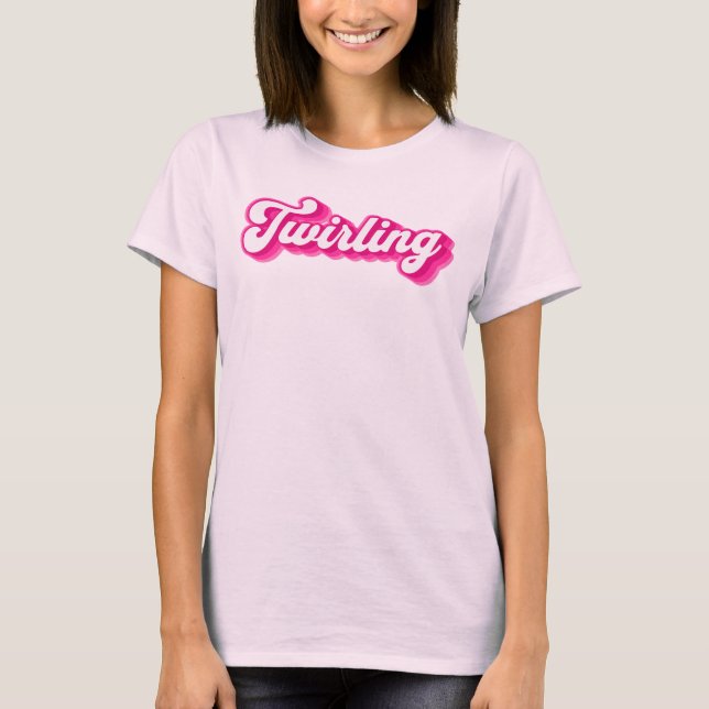 Retro Pink Twirling Baton Twirler T-Shirt (Vorderseite)