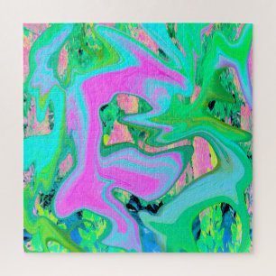 Retro Pink und Light Blue Liquide Art auf Hydrange