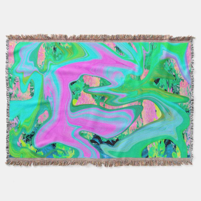 Retro Pink und Light Blue Liquide Art auf Hydrange Decke (Vorderseite)