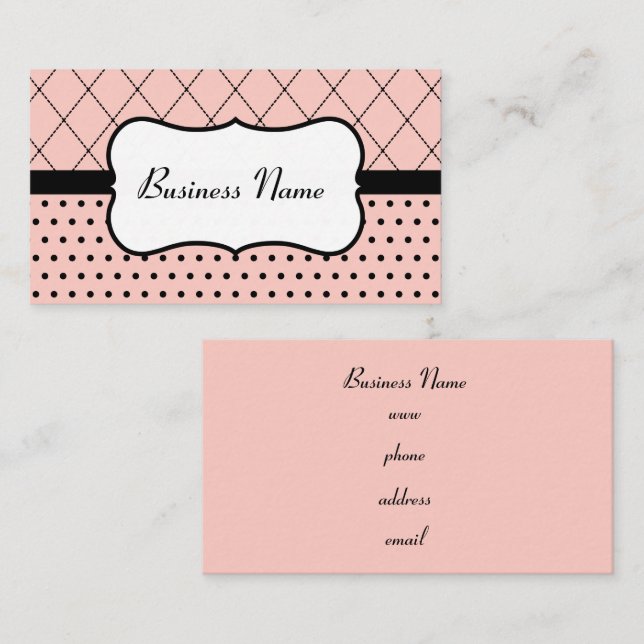 Retro-Pink und Schwarze Visitenkarten Visitenkarte (Vorne/Hinten)