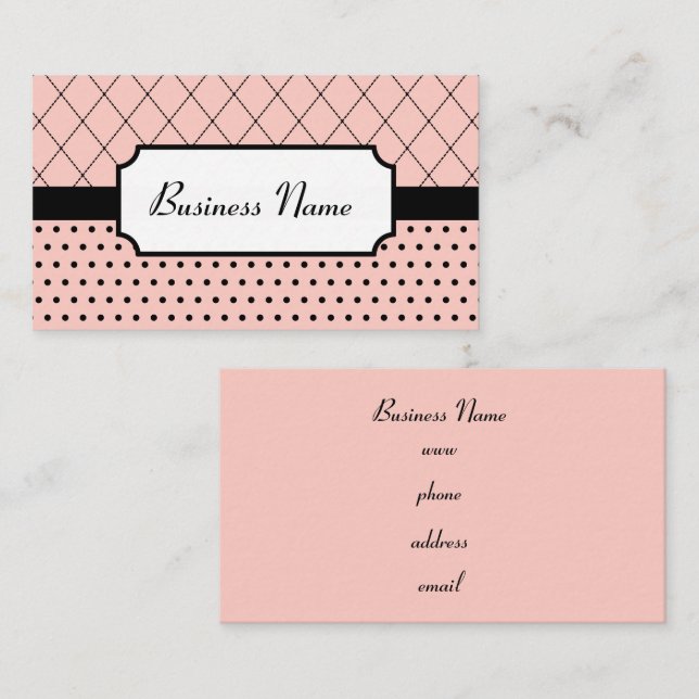 Retro-Pink und Schwarze Visitenkarten Visitenkarte (Vorne/Hinten)