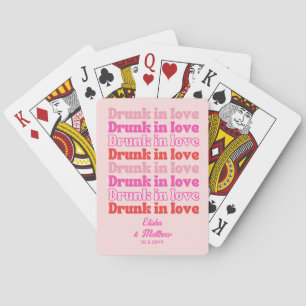 Retro Pink Verliebt bis zum Umfallen Hochzeit Spielkarten