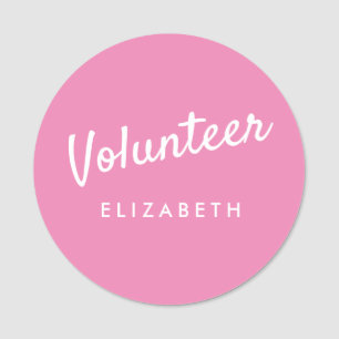 Retro Pink Volunteer Magnetic Namensschild