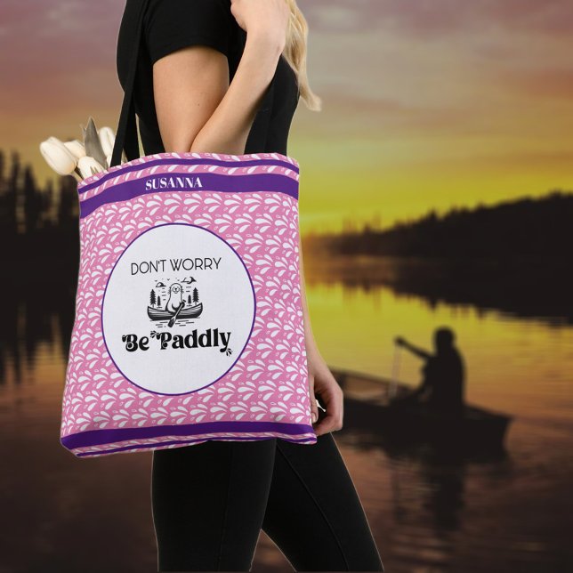 Retro Pink Water Pattern Canoe Otter Individuelle  Tasche (Von Creator hochgeladen)