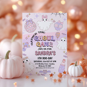 Retro Pink Wave Halloween Ghoul Gang Birthday Einladung