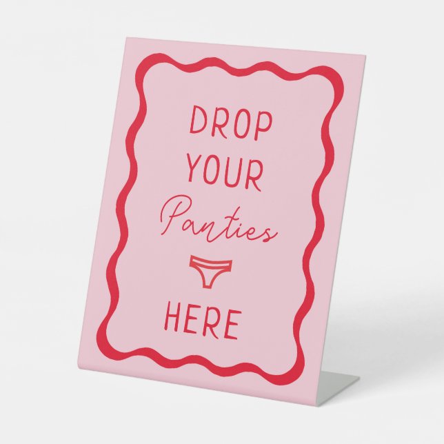Retro Pink Wavy Drop Ihre Panties Hier Spiel-Zeich Sockelschild (Vorderseite)