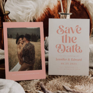 Retro Pink Wedding Save The Date