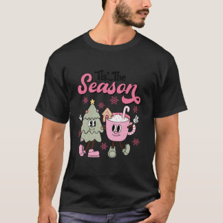 Retro Pink Weihnachten Dies ist die Jahreszeit Wei T-Shirt