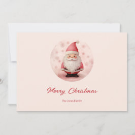 Retro Pink Weihnachtsmann Feiertagskarte