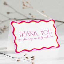 Retro Pink Welliges Bord Baby Shower Dankeschön