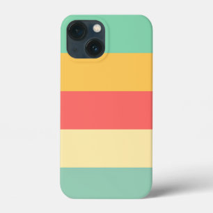 Retro Pink Yellow Green Blue Streifen iPhone 13 Mini Hülle