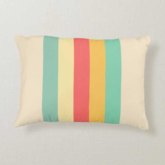 Retro Pink Yellow Green Blue Streifen Dekokissen (Rückseite)