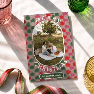 Retro-Pinsel-Muster Frohe Weihnachten Familienfoto