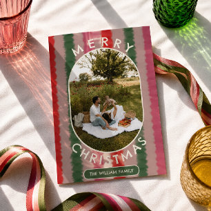 Retro-Pinsel-Muster Frohe Weihnachten Familienfoto
