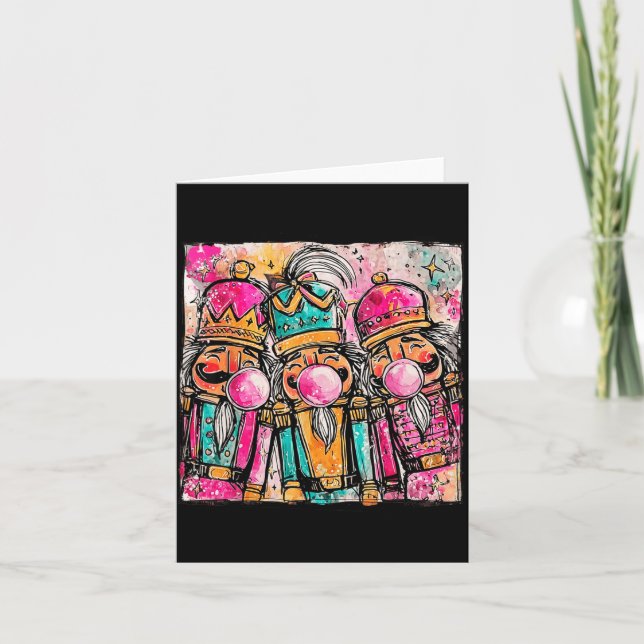 Retro-Pinselnussknacker beim Aufblasen von Bubble  Karte (Vorderseite)