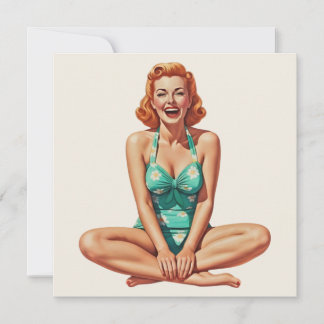 Retro PinUp 1950er Girl in Floral Swimsuit