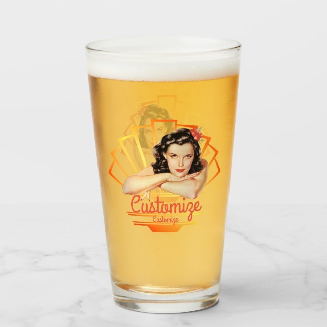 Retro Pinup 1950er individuell anpassbarer Glass C Glas (Rückseite (gefüllt))