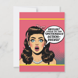 Retro Pinup_ Action Geladen Postkarte